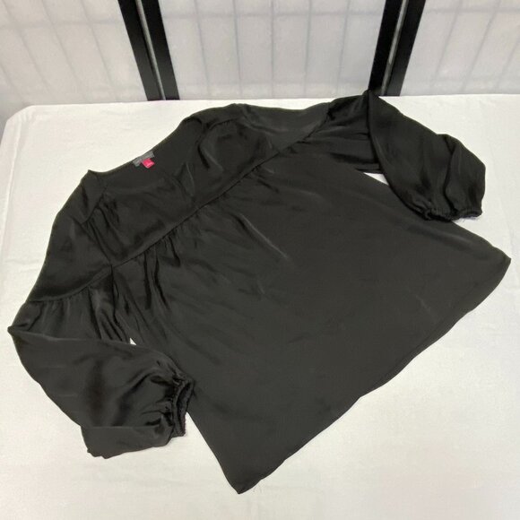 Vince Camuto Bell Sleeve Split Neck Peasant Blouse L Flowy Boho Chic Top - Picture 9 of 12